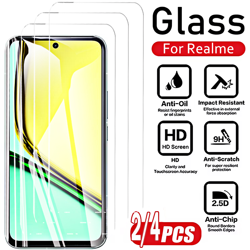 Realme C67 - 2/4 шт. переднее закаленное стекло для